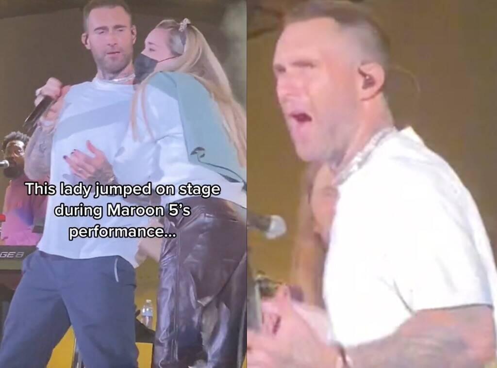 Seorang Fans Nekat Naik ke Atas Panggung, Reaksi Adam Levine Jadi Sorotan