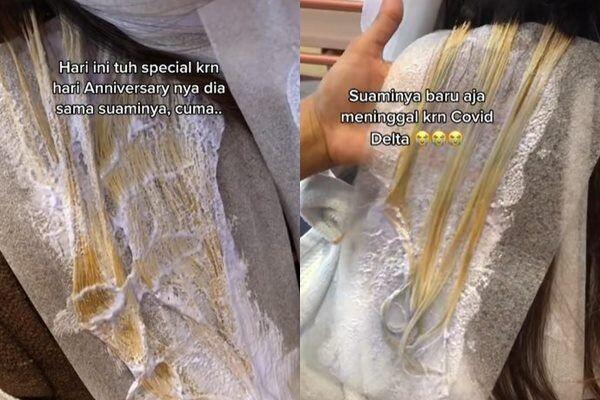 Viral Wanita Minta Cat Rambut Ungu, Alasannya Bikin Satu Salon Nangis Sedih