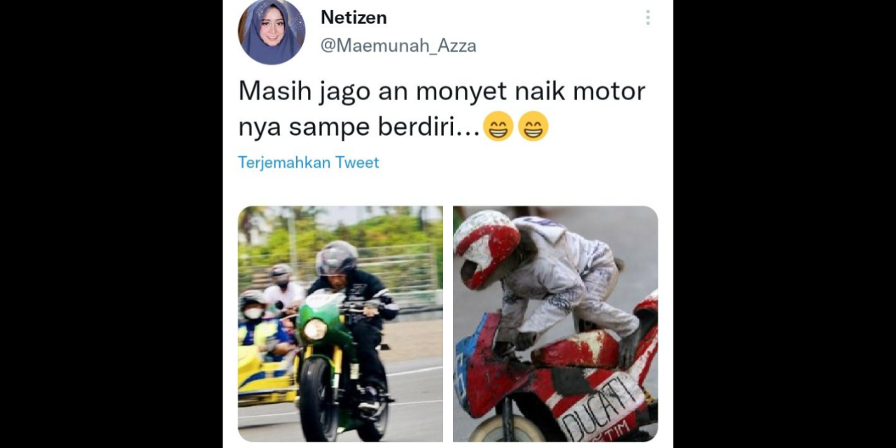 Bandingkan Jokowi dengan Monyet Naik Motor, Netizen: Masih Jago Monyet