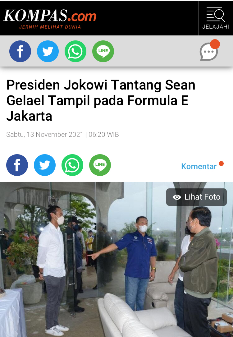 Presiden Jokowi Tantang Sean Gelael Tampil pada Formula E Jakarta