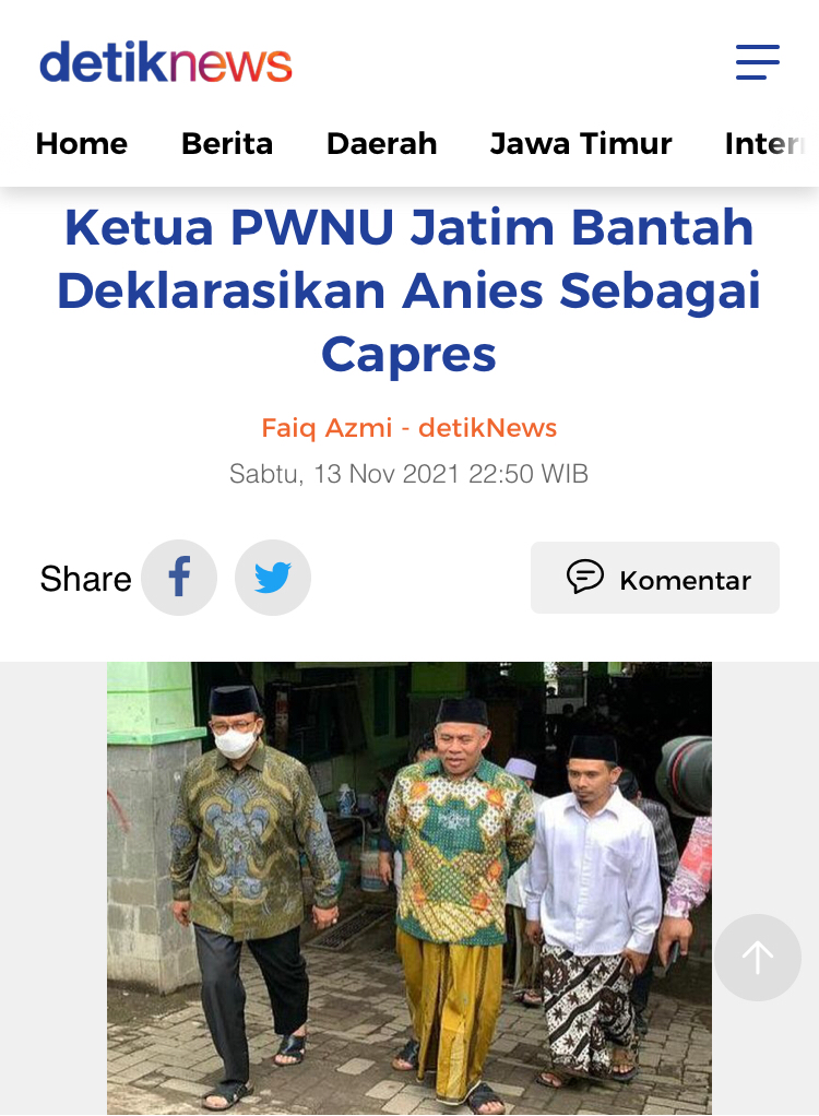 Ketua PWNU Jatim Bantah Deklarasikan Anies Sebagai Capres