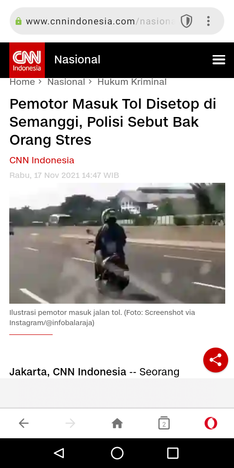 Pemotor Masuk Tol Disetop di Semanggi, Polisi Sebut Bak Orang Stres