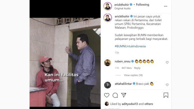 Erick Thohir Minta Seluruh SPBU Pertamina Gratiskan Toilet, Atta H : Bravo Pak!