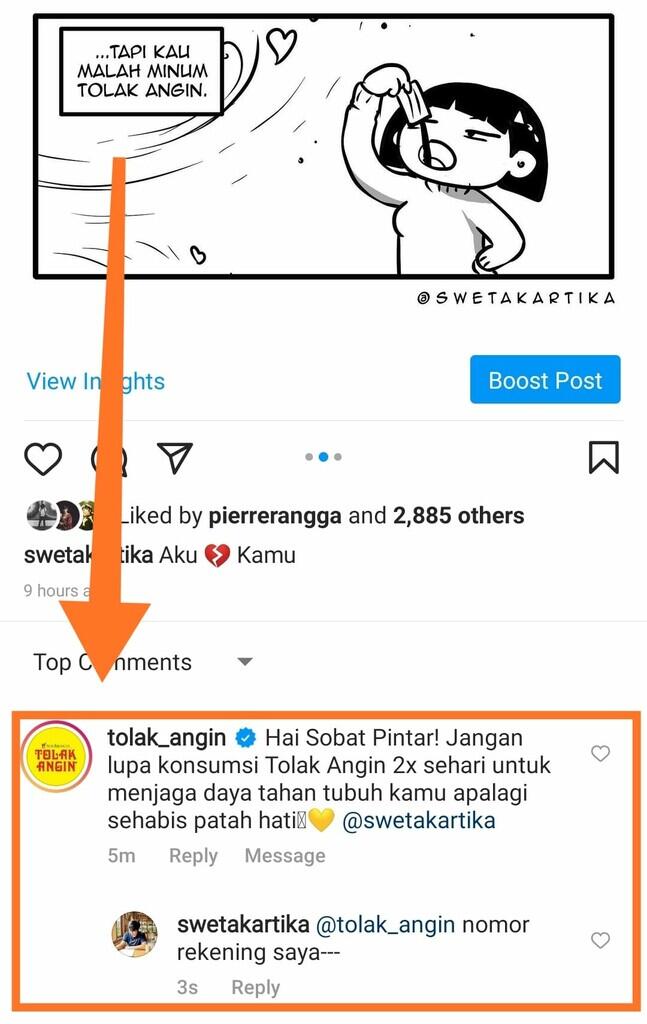 Admin Gercep Numpang Promosi, Komikus Ini Sindir dengan Nomor Rekening