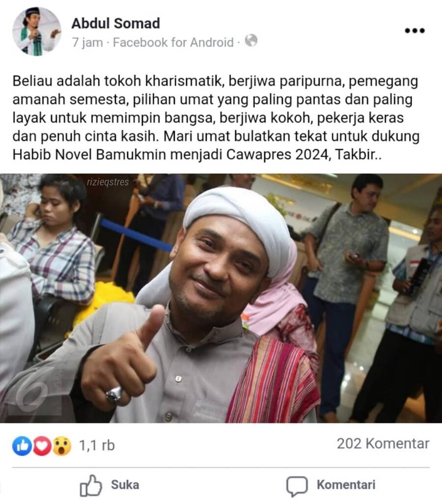 Tak Terima Bahar Smith Disentil Husin Shihab, Novel ‘Ngamuk’: Apa Itu Ajaran Nabi?