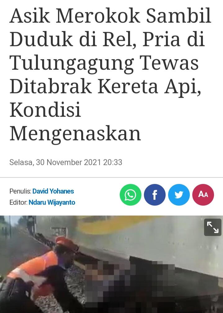 Definisi 'Merokok Membunuhmu', Pria Ketabrak Kereta Karena Sebatduls!