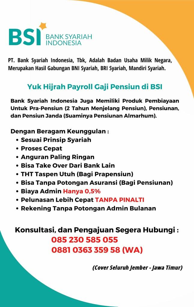 Pembiayaan Untuk Prapensiun, Pensiunan, Pensiun Janda COver Jember (TERBAIK)