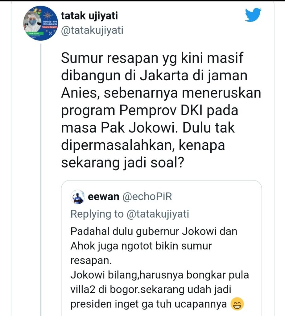 TGUPP Sebut Sumur Resapan Warisan Jokowi, Dulu Tak Masalah, Kenapa Kini Jadi Soal?