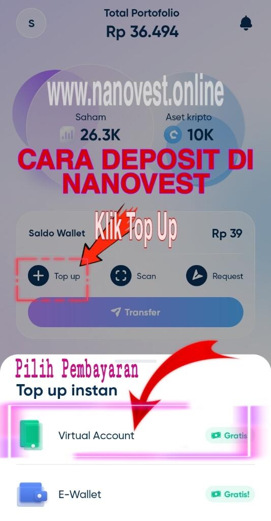 CARA ISI DEPOSIT NANOVEST MELALUI (VA) VIRTUAL ACCOUNT "GRATIS"