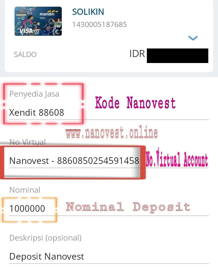 CARA ISI DEPOSIT NANOVEST MELALUI (VA) VIRTUAL ACCOUNT "GRATIS"
