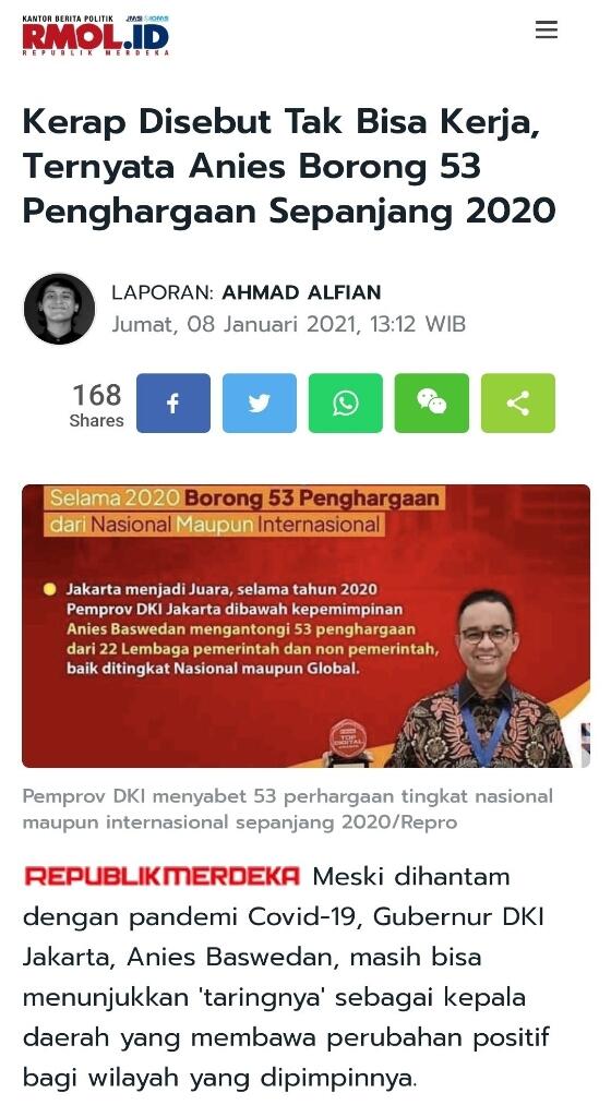 Sebut Anies Beli Penghargaan, Rudi Valinka: 1 Tahun Bisa 53, Ngeri Kalo Sampe 5 Tahun