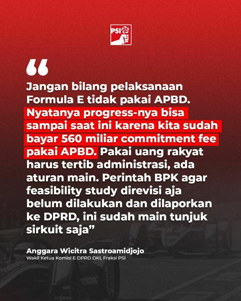 PSI Protes Keputusan Formula E di Ancol Tidak Libatkan DPRD: Ini Uang Rakyat DKI