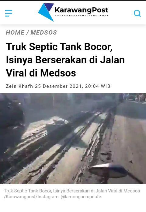 Truk Septic Tank Bocor, Isinya Berserakan di Jalan Viral di Medsos