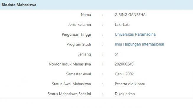 Terungkap,Giring Ternyata Dikeluarkan Universitas yang Pernah Dipimpin Anies Baswedan