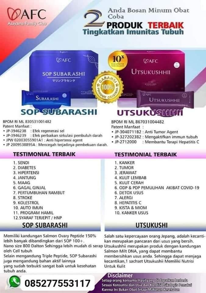📱085277553117 Distributor AFC SOP SUBARASHI PALEMBANG UTSUKUSHHII SOP100+ SENSEISURU