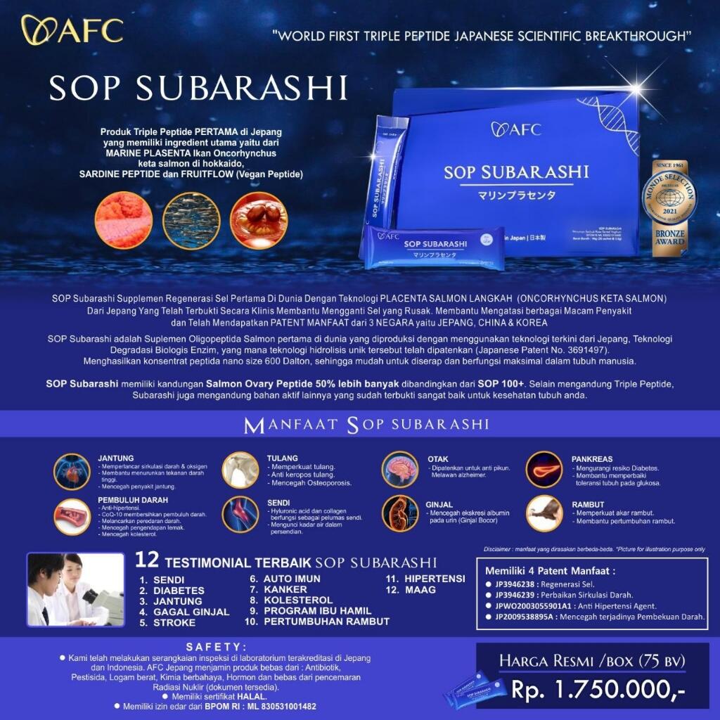 📱085277553117 Distributor AFC SOP SUBARASHI PALEMBANG UTSUKUSHHII SOP100+ SENSEISURU
