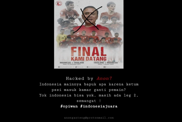 Ngakak, Website PSSI di Retas untuk Luapkan Kekecewaan Setelah Kalah Telak