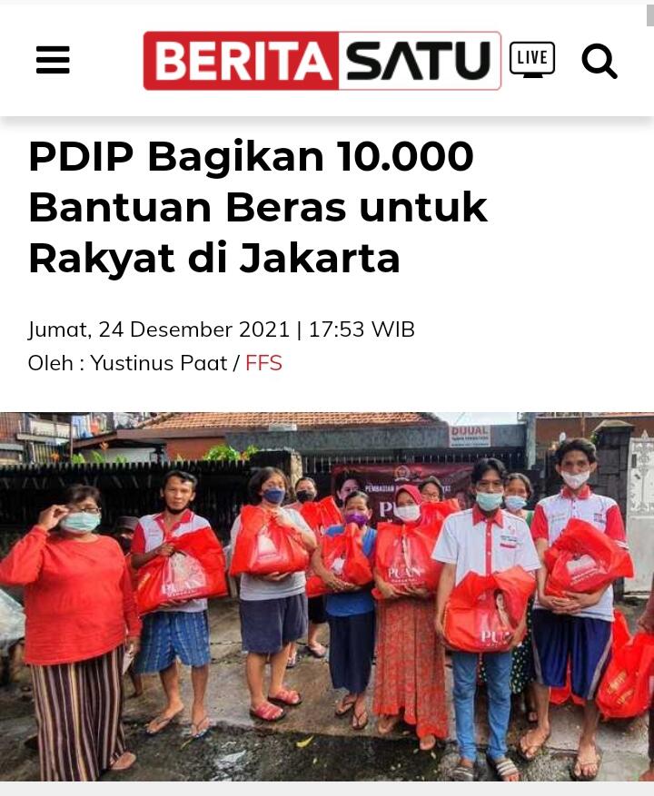 PDIP bagikan beras &quot;Mbak Puan&quot; kepada warga di awal 2022