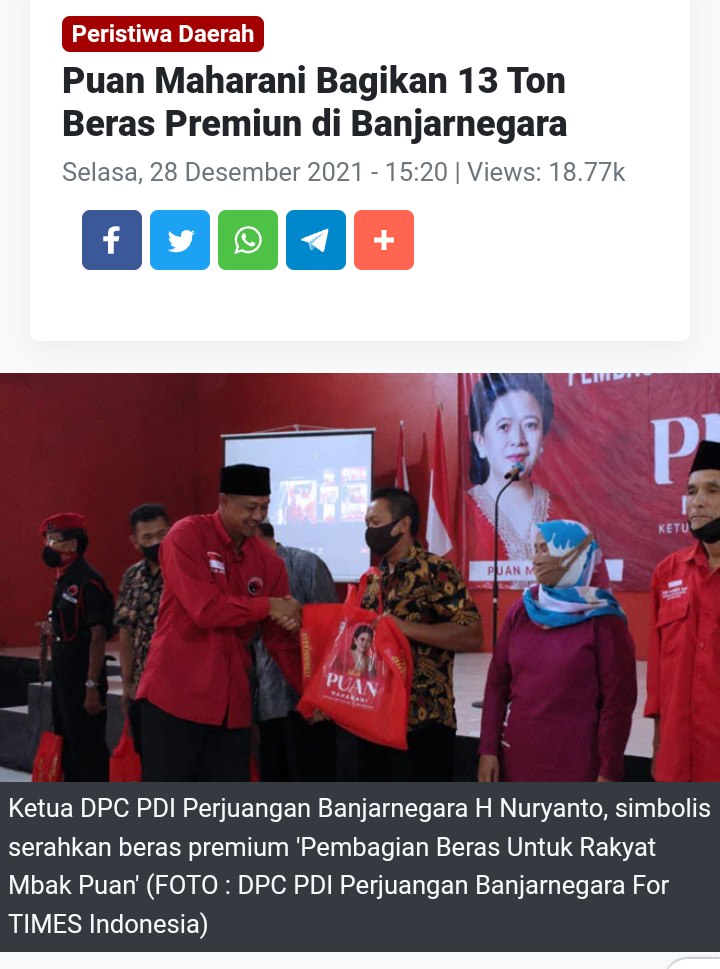  Truk Bergambar Puan Maharani Bawa 100 Ton Beras Bantuan untuk Masyarakat Kalbar