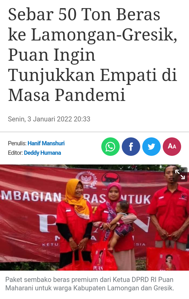 Truk Bergambar Puan Maharani Bawa 100 Ton Beras Bantuan untuk Masyarakat Kalbar