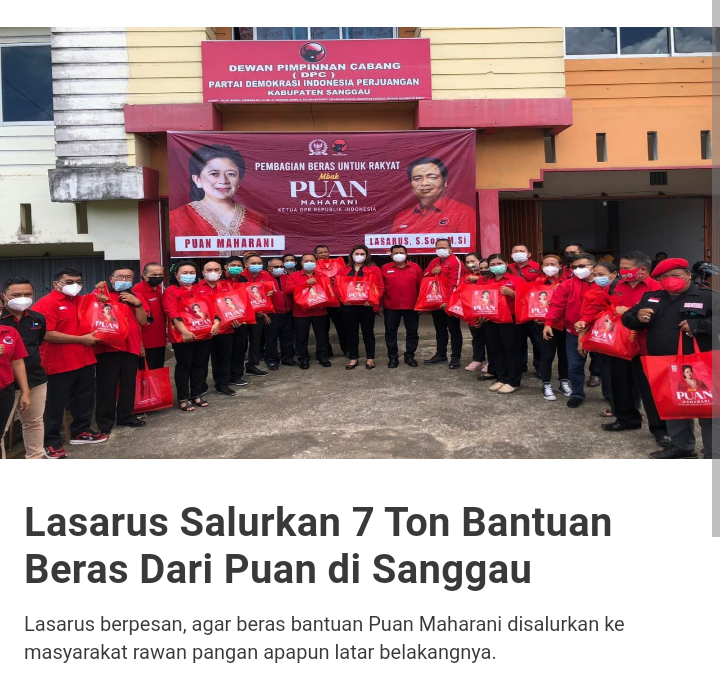  Truk Bergambar Puan Maharani Bawa 100 Ton Beras Bantuan untuk Masyarakat Kalbar
