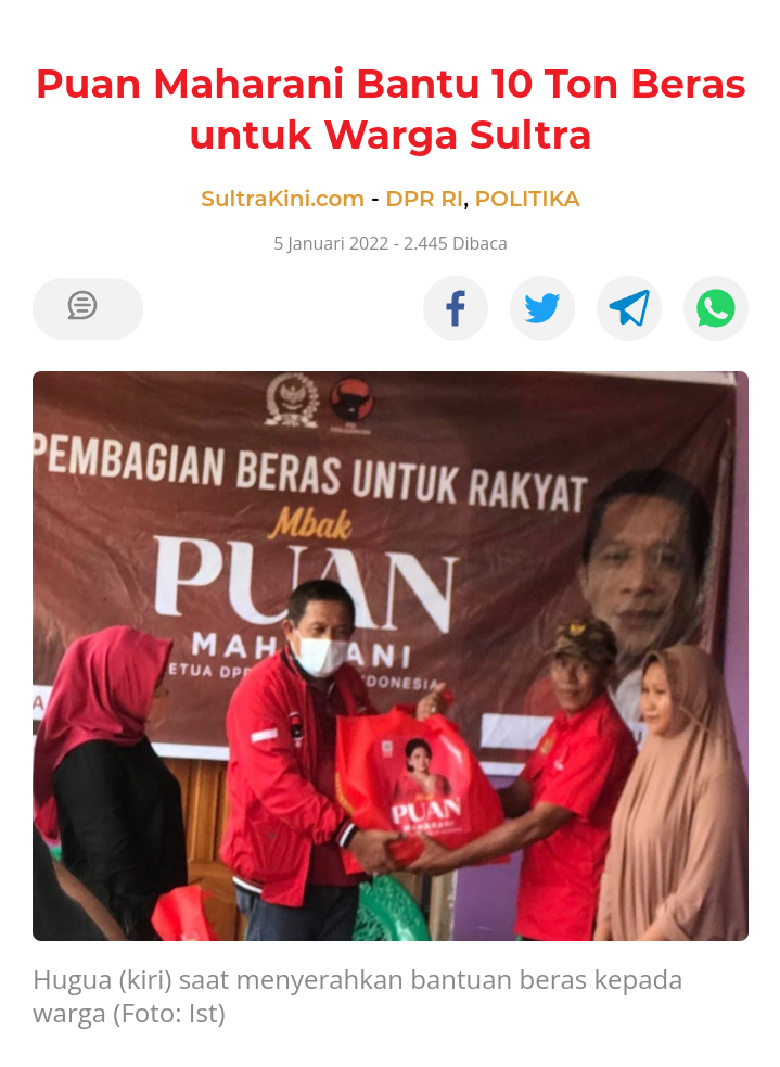  Truk Bergambar Puan Maharani Bawa 100 Ton Beras Bantuan untuk Masyarakat Kalbar