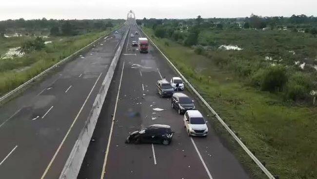 Lubang di Tol Palembang-Lampung Pemicu Wanita Tewas Kecelakaan Ditutup