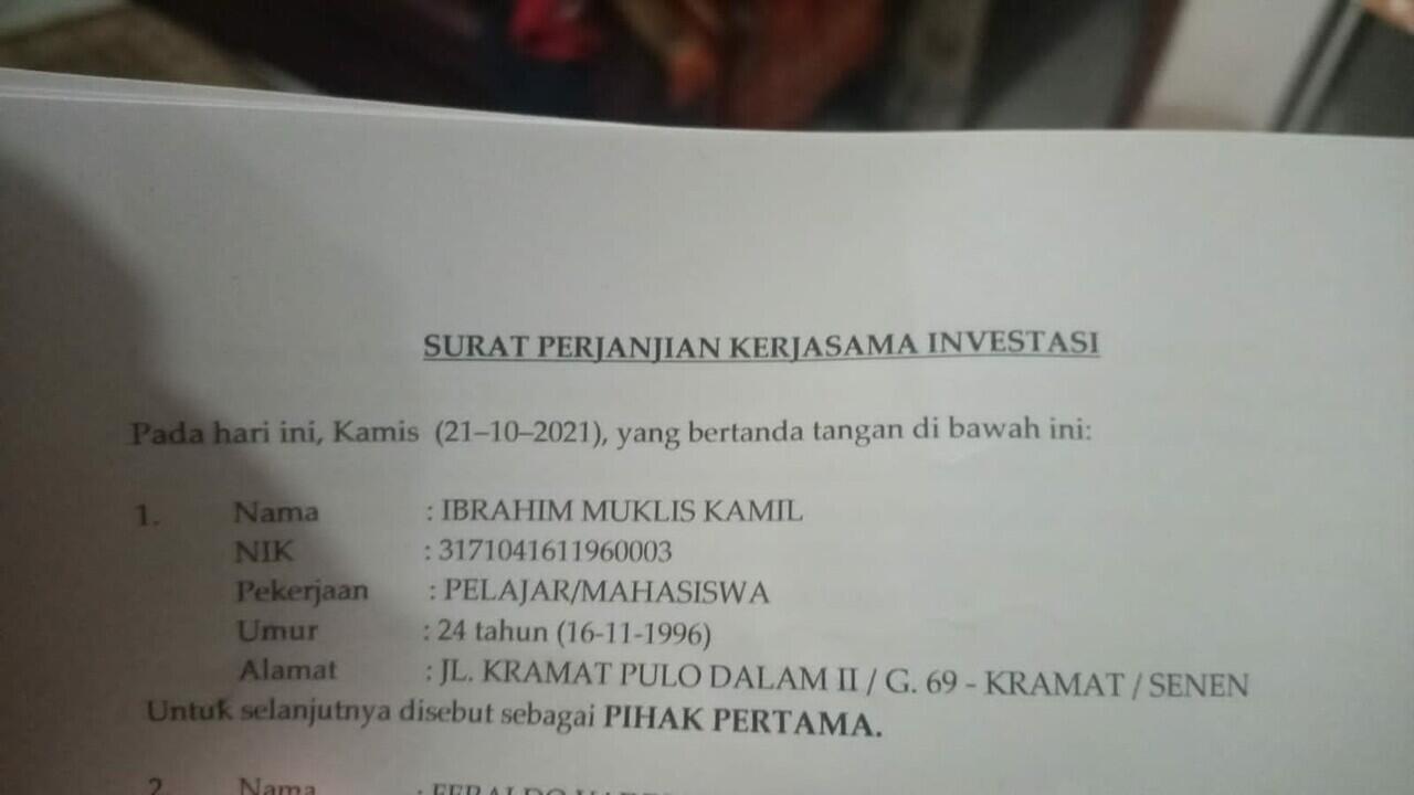 Penipuan Penggelapan Dana Oleh Ibrahim Mukhlis Kamil Asal Senen, Jakarta Pusat