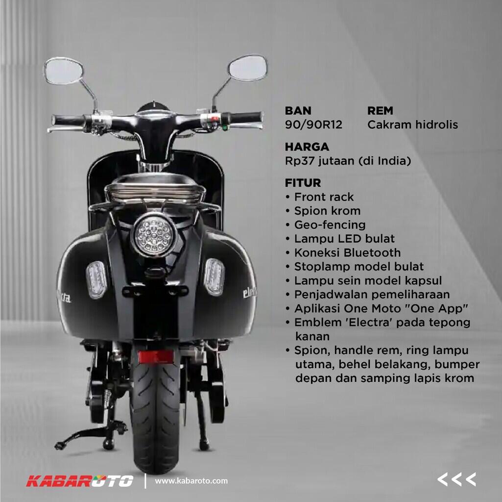 One Moto Electa Meluncur Di India, Tampilannya Mirip Vespa!