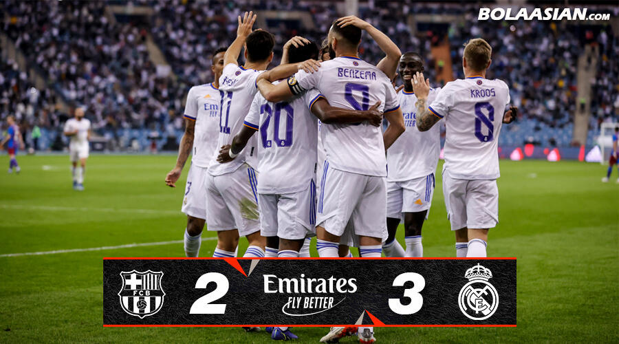 Hasil Barcelona vs Real Madrid : Skor 2-3 Piala Super Spanyol