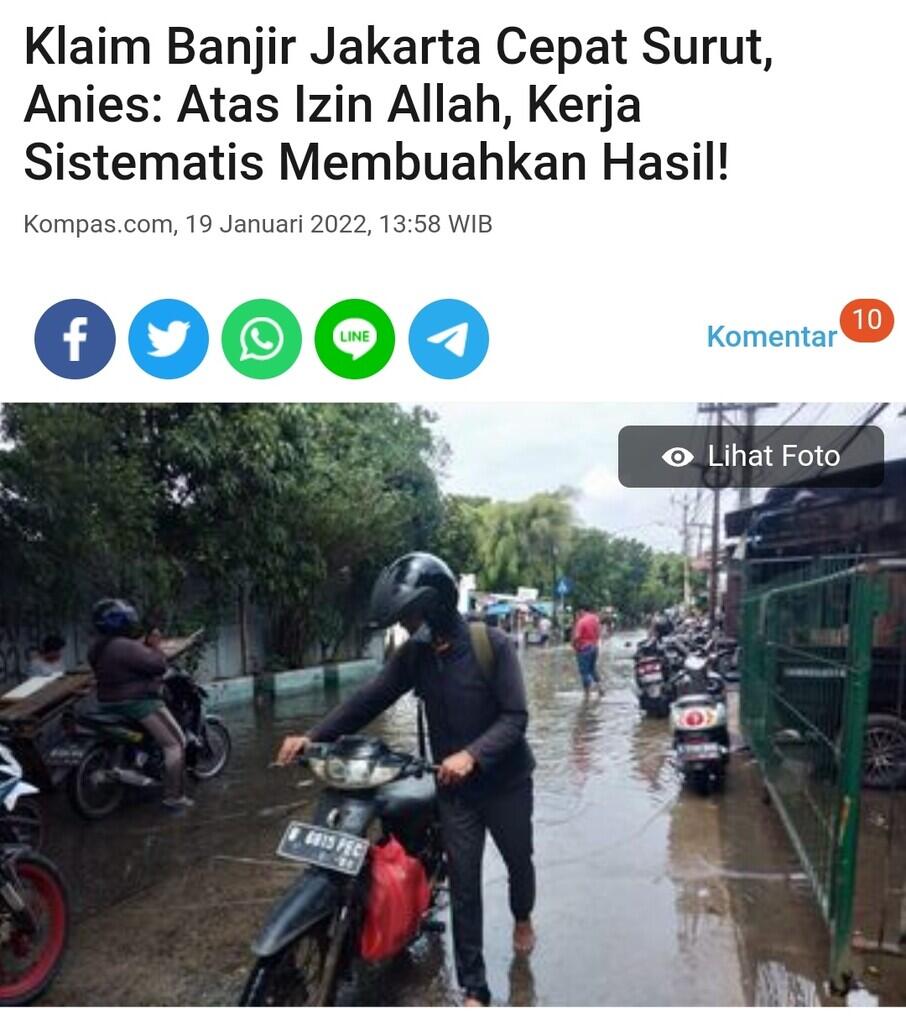 Anies Klaim Banjir di Jakarta Cepat Surut, Faktanya Banjir Meluas & Ratusan Mengungsi