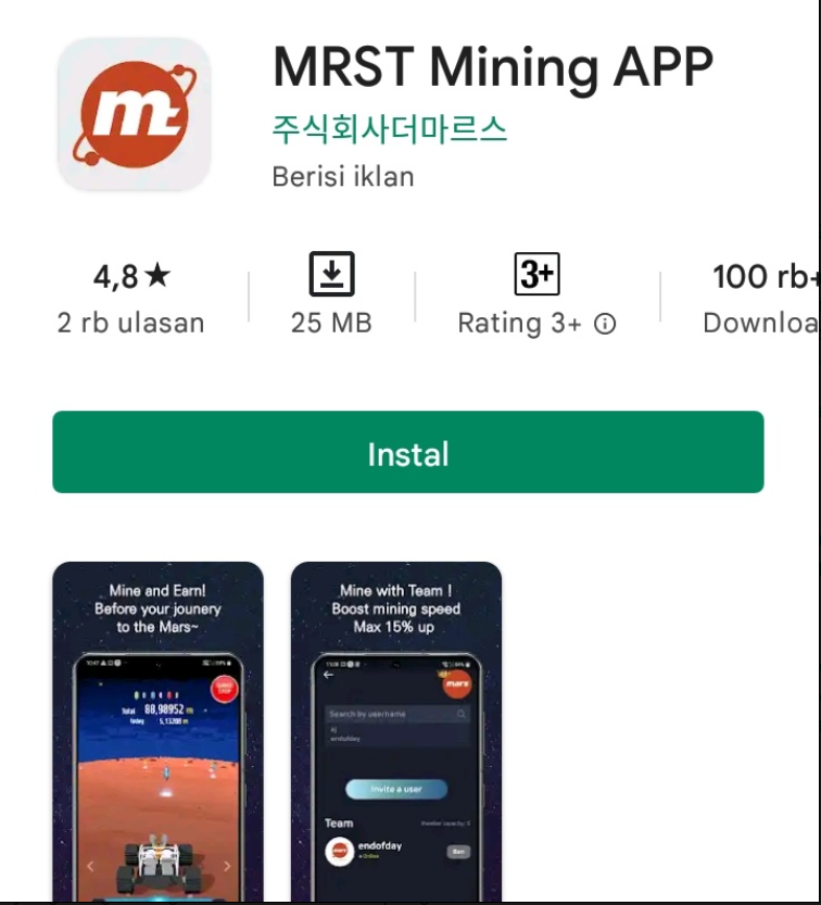 Mining Di HP? Next Legit Metaverse Project MRST (Mars Mining) Ios / Android