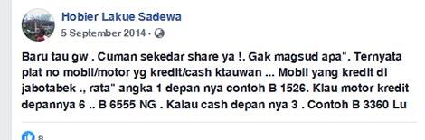 Ini Cara Bedain Motor/Mobil Beli Cash Atau Kredit Dari AngkaPlat Nomornya (Pelurusan)