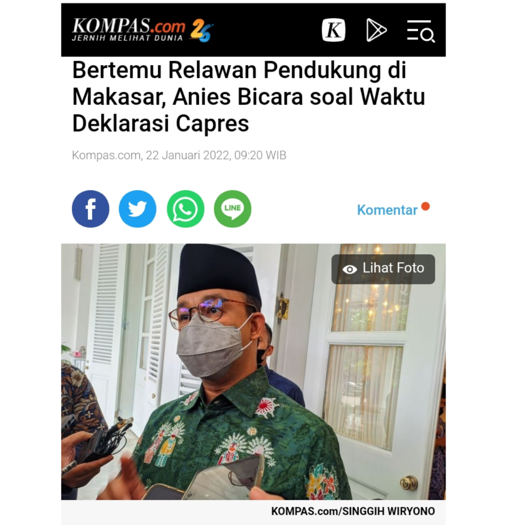 Bertemu Relawan Pendukung di Makasar, Anies Bicara soal Waktu Deklarasi Capres
