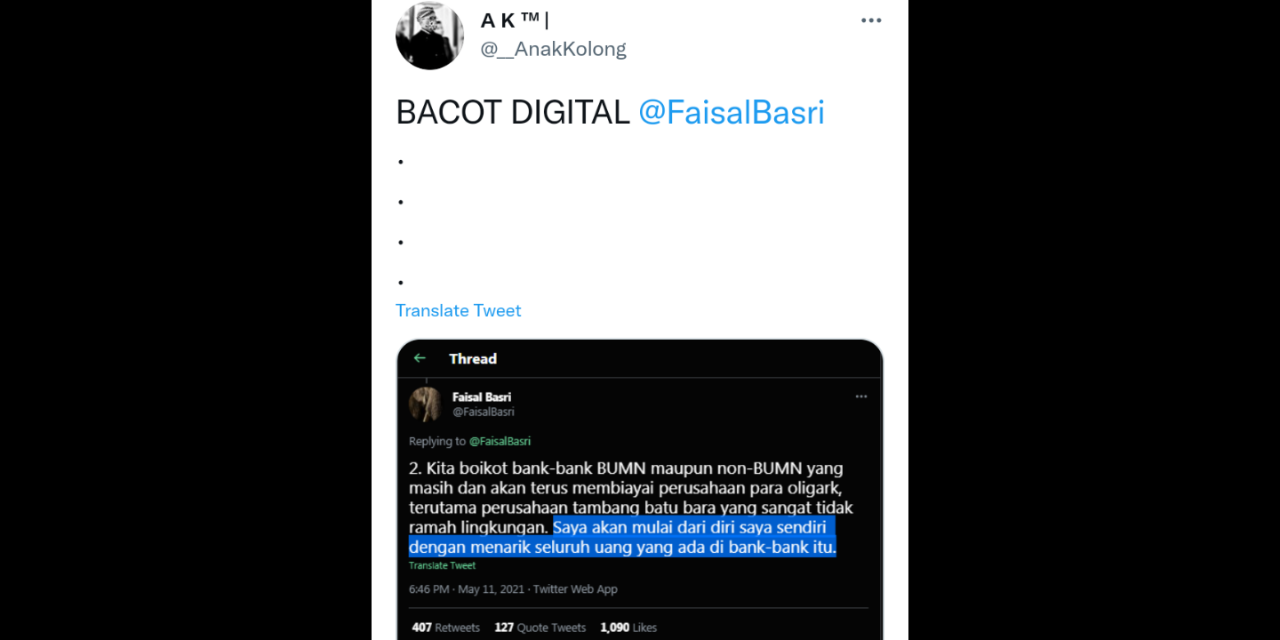 Serukan Boikot Bank, Jejak Digital Faisal Basri: Saya Akan Tarik Seluruh Uang Saya