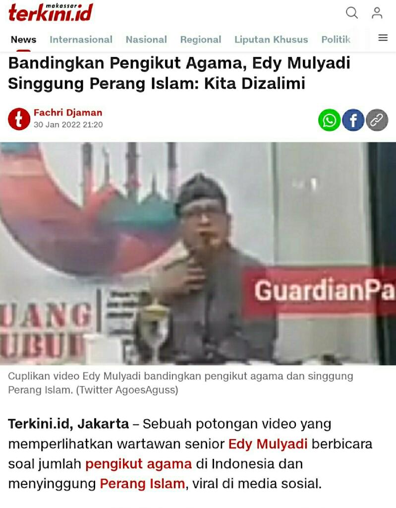 PWI Kalteng ke Edy Mulyadi: Jangan Bawa-bawa Profesi Wartawan!