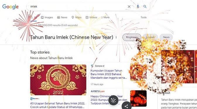 Meriahkan Imlek 2022, Ada Animasi Kembang Api Berwajah Macan di Google Search