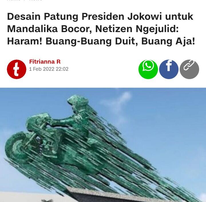 Terciduk Desain Patung Jokowi Naik Motor, Diduga Bakal Dipajang di Sirkuit Mandalika