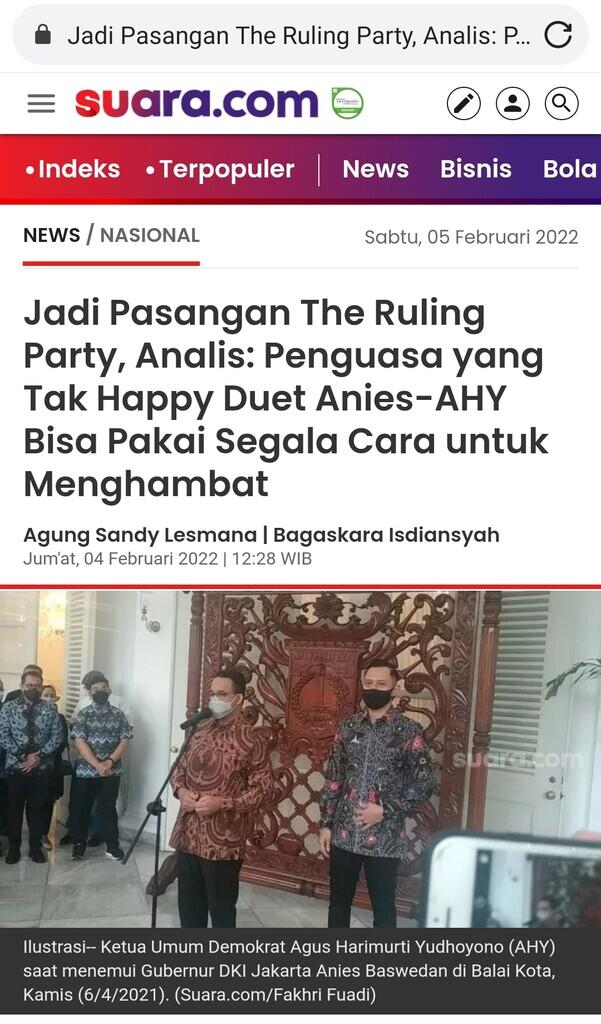 Duet Anies-AHY Diprediksi Bisa Menang Pilpres 2024, Bakal Seperti SBY-JK