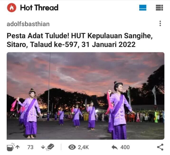 Pesta Adat Tulude! HUT Kepulauan Sangihe, Sitaro, Talaud ke-597, 31 Januari 2022