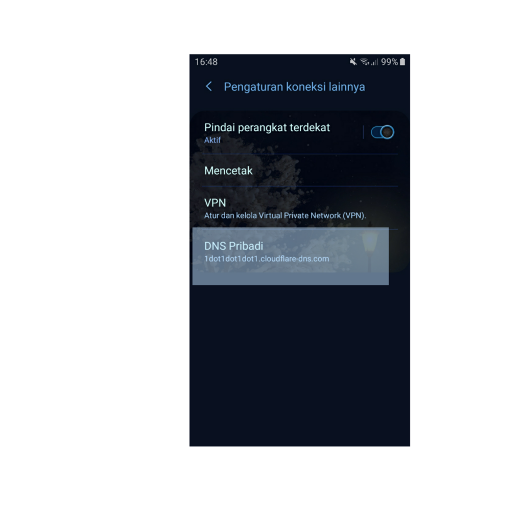 Rekomendasi DNS dari cloudflare untuk ponsel Android