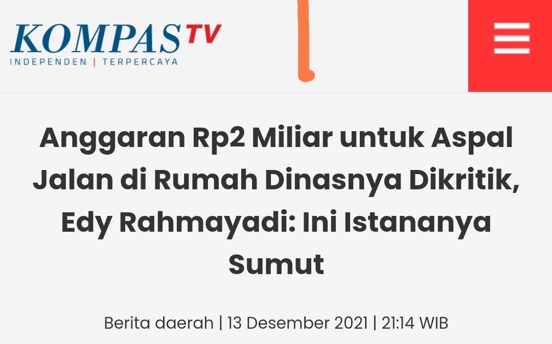 Bicara Luas Jalan, Gubsu Edy Keluhkan APBD Lebih Kecil Dibanding Jatim