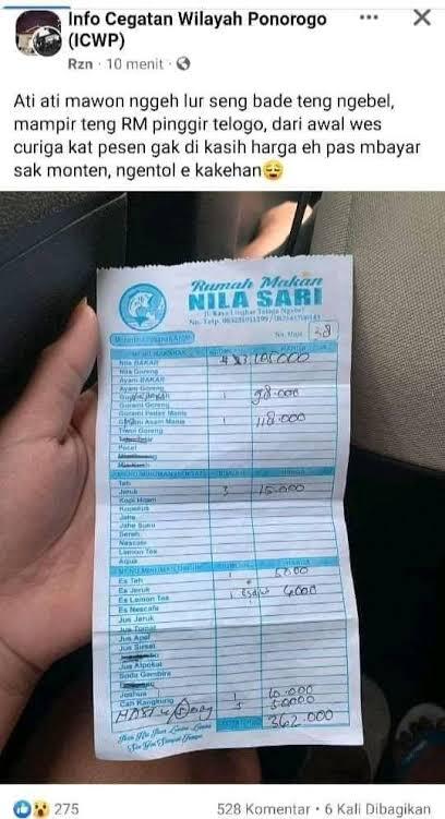 VIRAL ! Curhat Di 'GETOK HARGA' Oleh Rumah Makan, Eh Malah Dibully Netizen !