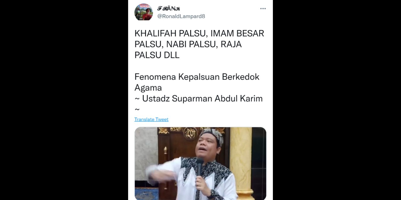 Singgung Imam Besar Palsu, Pendakwah Suparman: Kata Nabi Tebas Lehernya