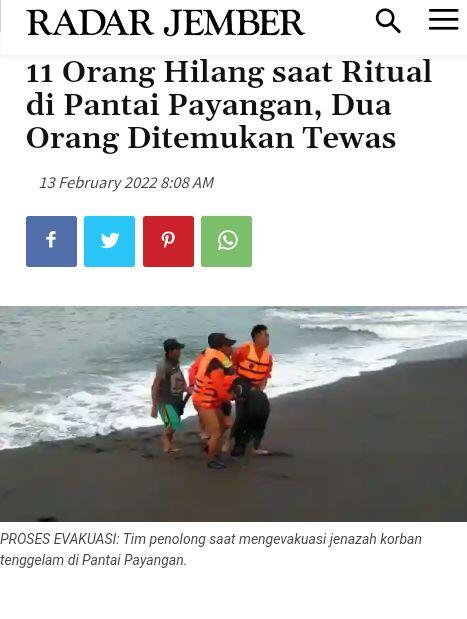 11 Orang Hilang saat Ritual di Pantai Payangan, Dua Orang Ditemukan Tewas