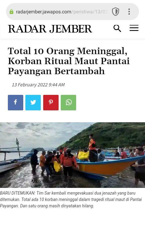 11 Orang Hilang saat Ritual di Pantai Payangan, Dua Orang Ditemukan Tewas