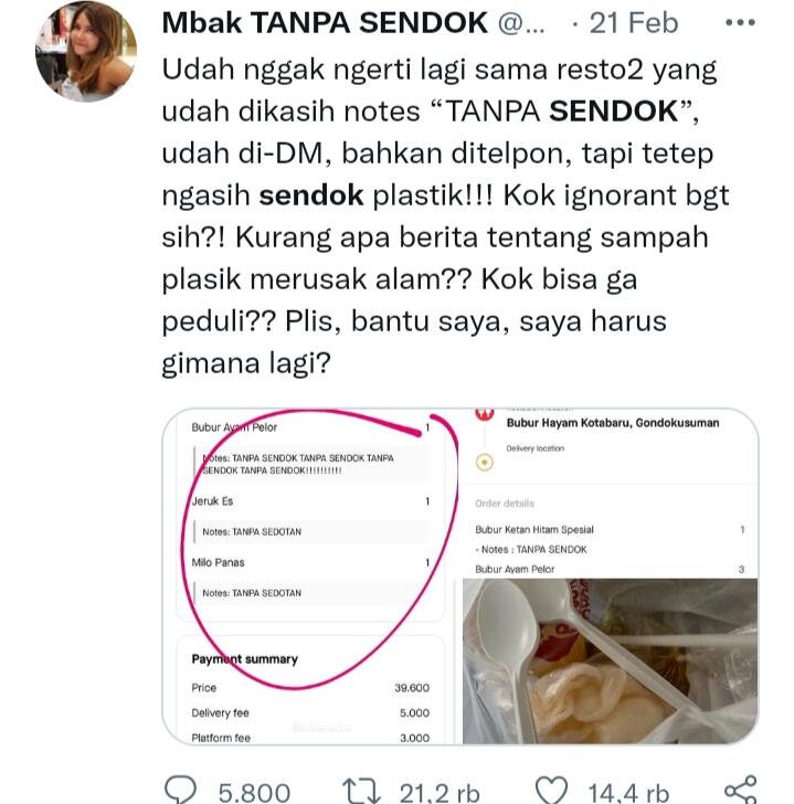 Drama Order Bubur Gak Pakai Sendok, Berakhir Permintaan Maaf dari Pihak Restoran