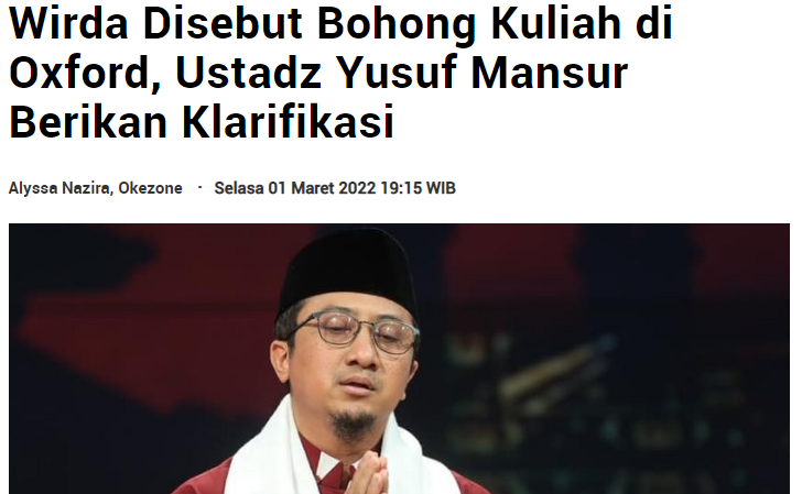 Belajar Dari Viralnya Wirda Mansur. Kalau Belum Benar-Benar Jenius, G Usah Ngibul!