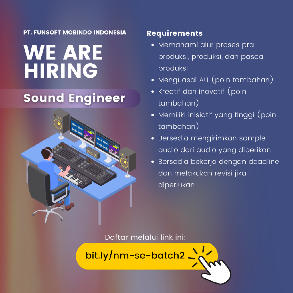 Lowongan Kerja - Audiodrama Team (Dubber, Proof Listener, &amp; Sound Engineer)