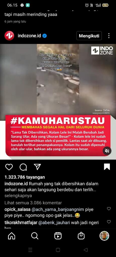 Ngeri! Kolam Lele ini Tiba-tiba Jadi Kolam Ular!